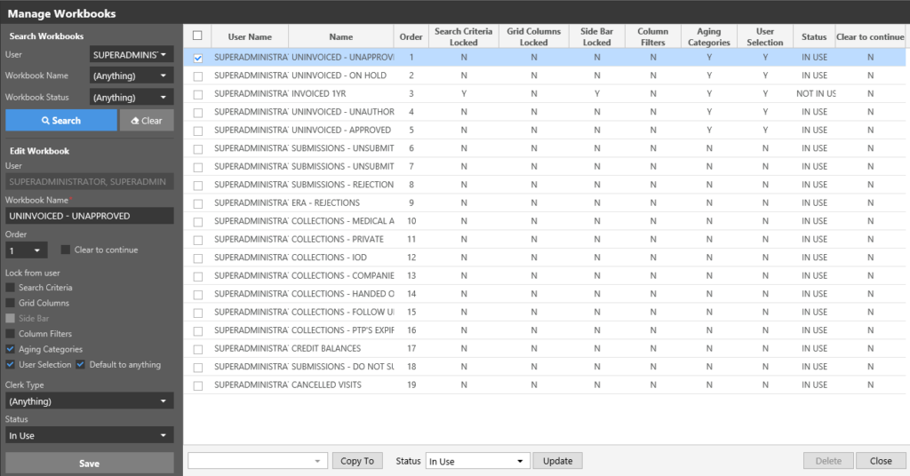 manage workbooks